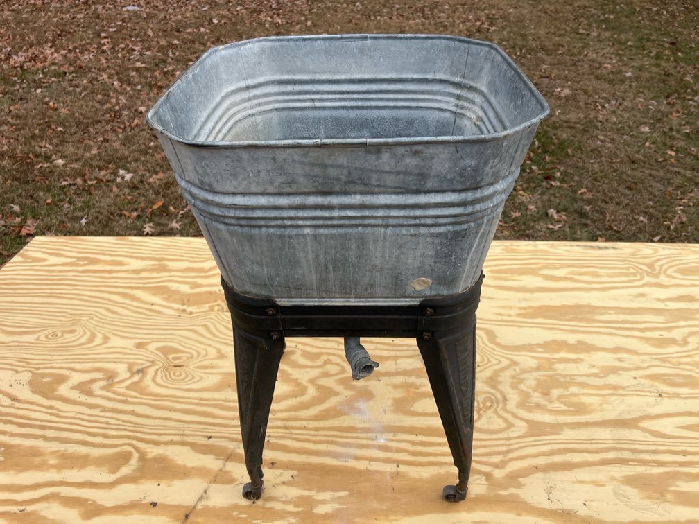 Galvanized Wash Tub on Reeves Rolling Stand - Wash Tub 20” x 20” 32” Tall w/Stand