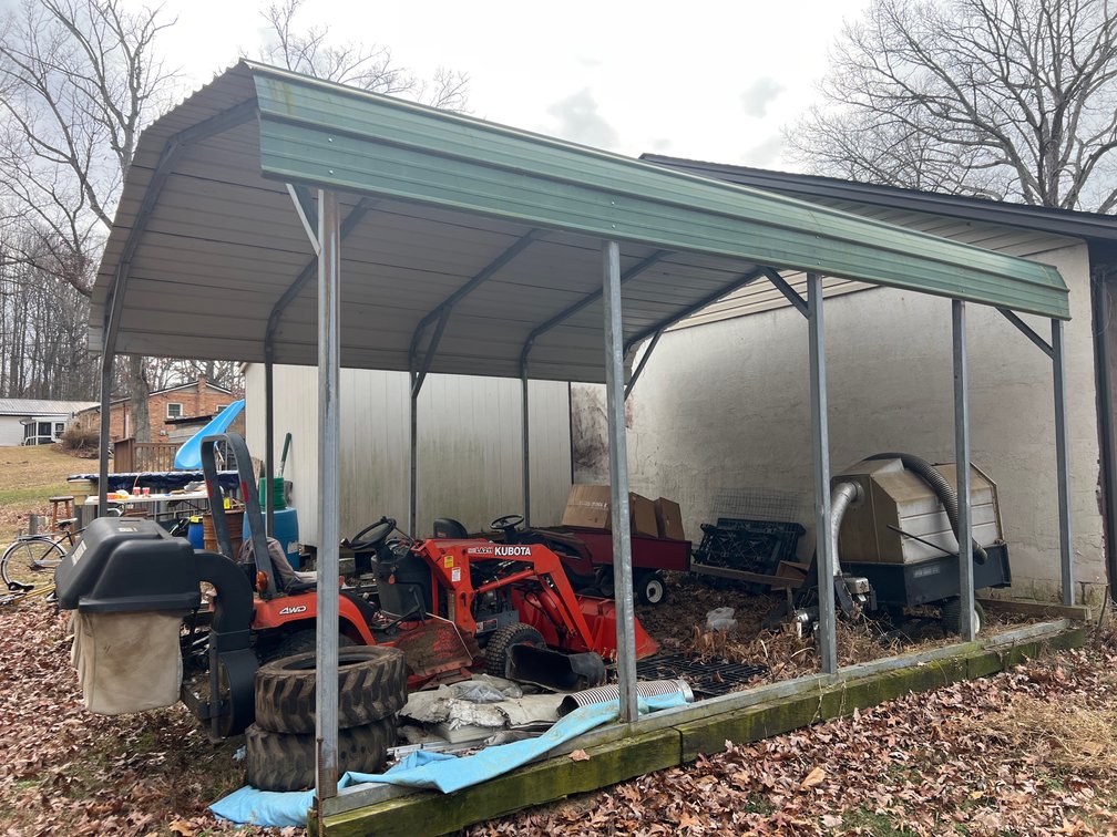 No Reserve - Metal Carport 20ft L x 18ft W x 102” Side Hght x 145” Center Hght