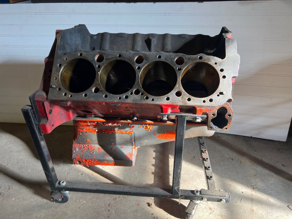 350 4Bolt Main Small Block w/Oil Pan and Rolling Stand