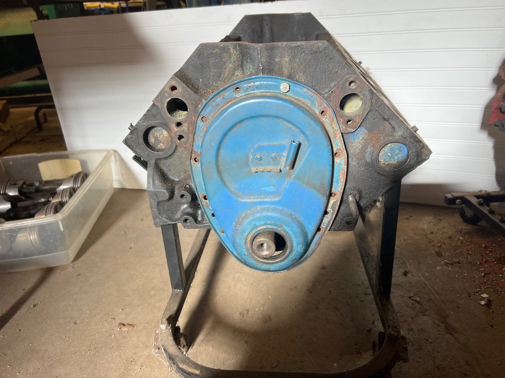 350 4Bolt Main Small Block w/Crank and Rolling Stand