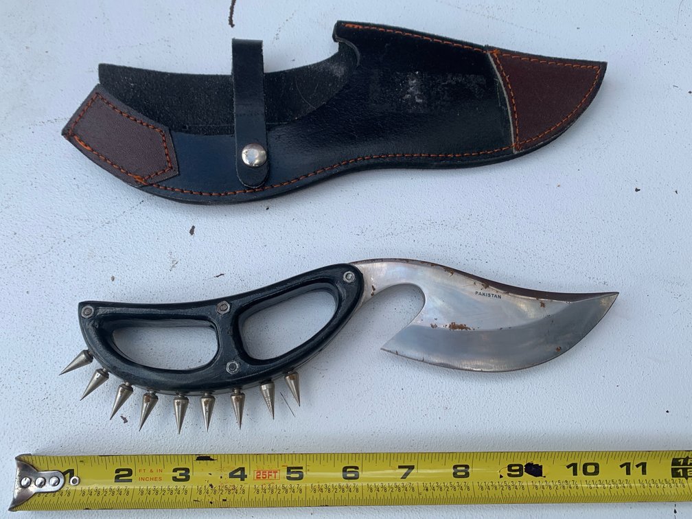 Spike Handled Knife With Leather Sheath Made In Pakistan