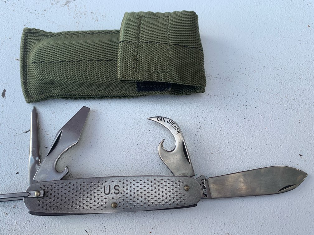 U.S. Military Pocket Knife Made In Camillus NY With Sheath