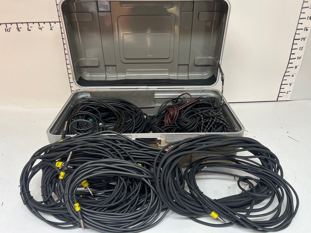 Lot of Speaker Cords w/Carry Case
