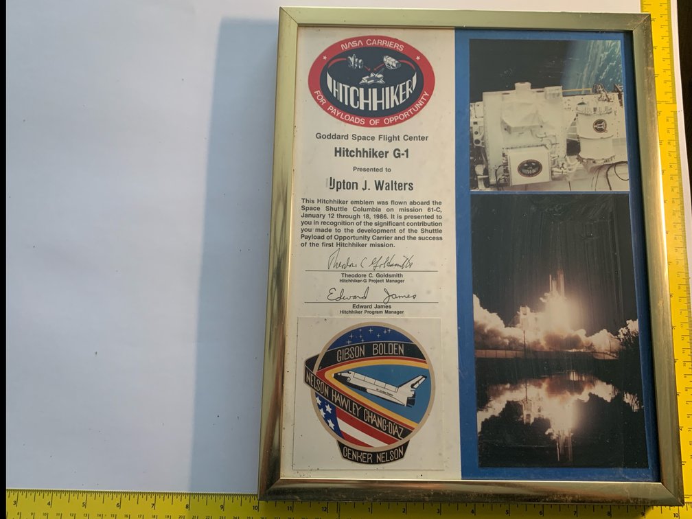 NASA Commemorative Display Related To The Hitchiker G1 Payload