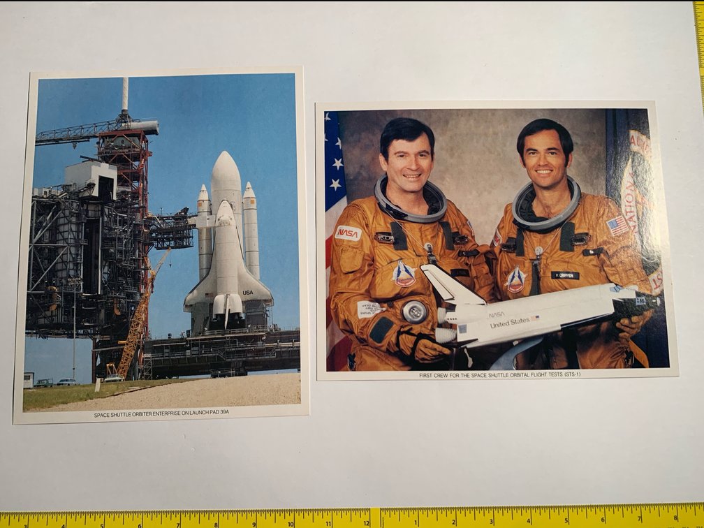 NASA Photo Of the Enterprise Shuttle On the Launch Pad and the First Crew For the Flight Tests