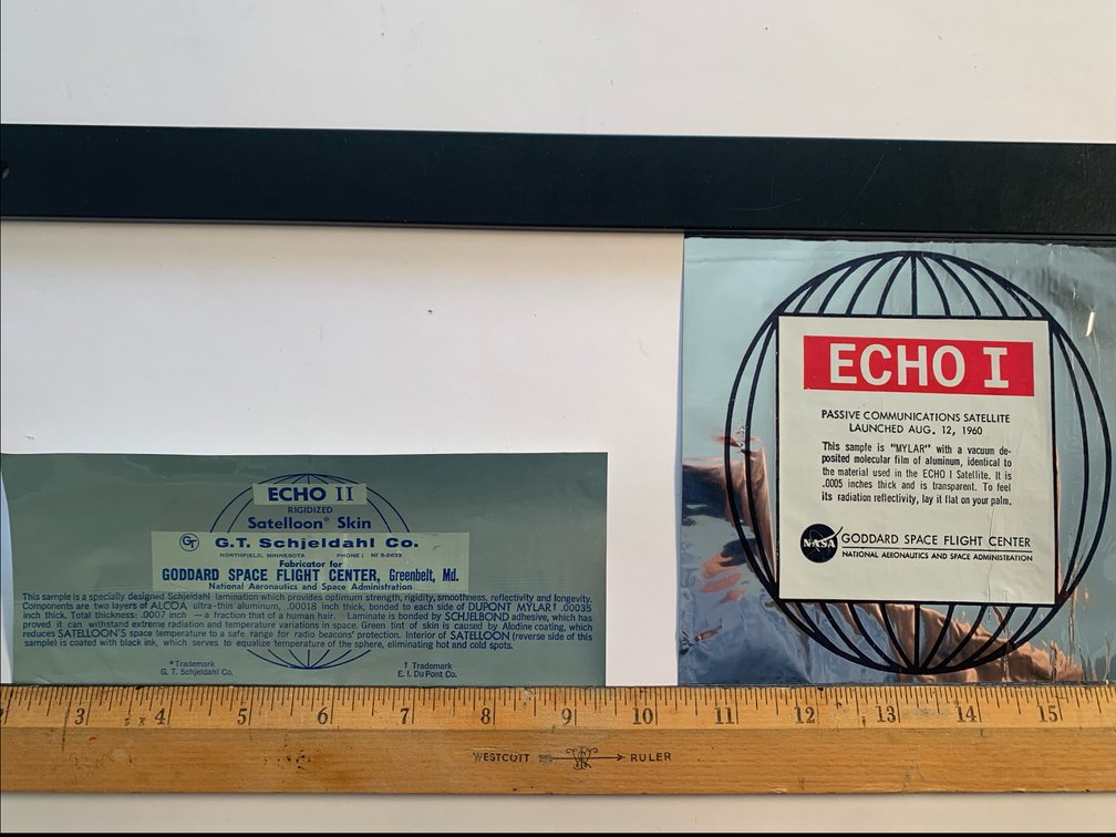 6”x6” Sample Of ECHO I Satellite Skin and 7 1/2”x3” Sample If ECHO Ii Satelloon Skin