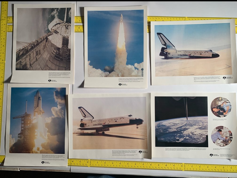 Six 8 1/2”x 10 1/2” Rockwell International Photos Of Space Shuttle Columbia