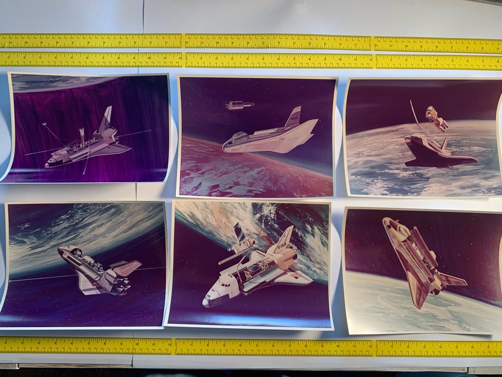 Six 8”x10” Prints Of Illustrations Of the Space Shuttle In Orbit