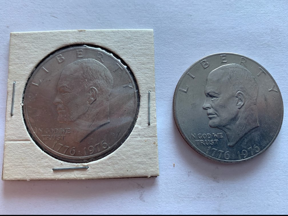 Two Bicentennial Eisenhower One Dollar Coins
