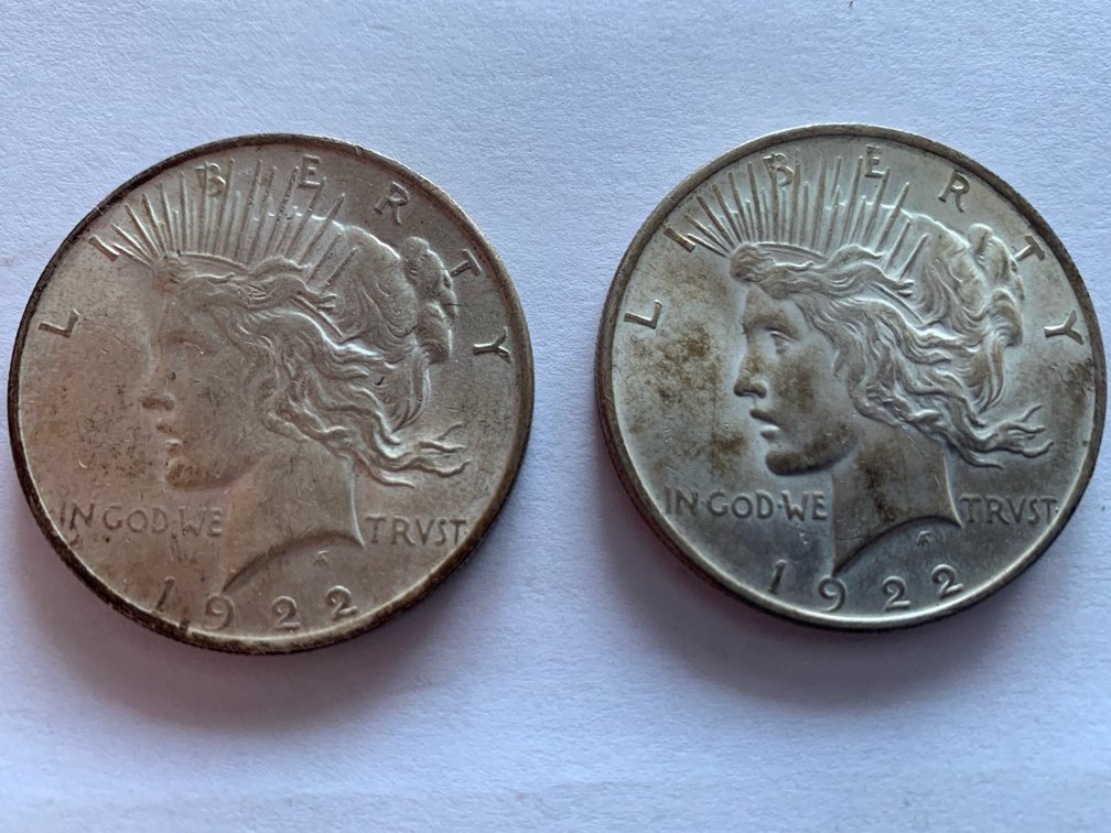 Two “Lady Liberty Peace” Silver Dollars. 90% Silver. Each Has 0.7734 Troy Ounces of Silver