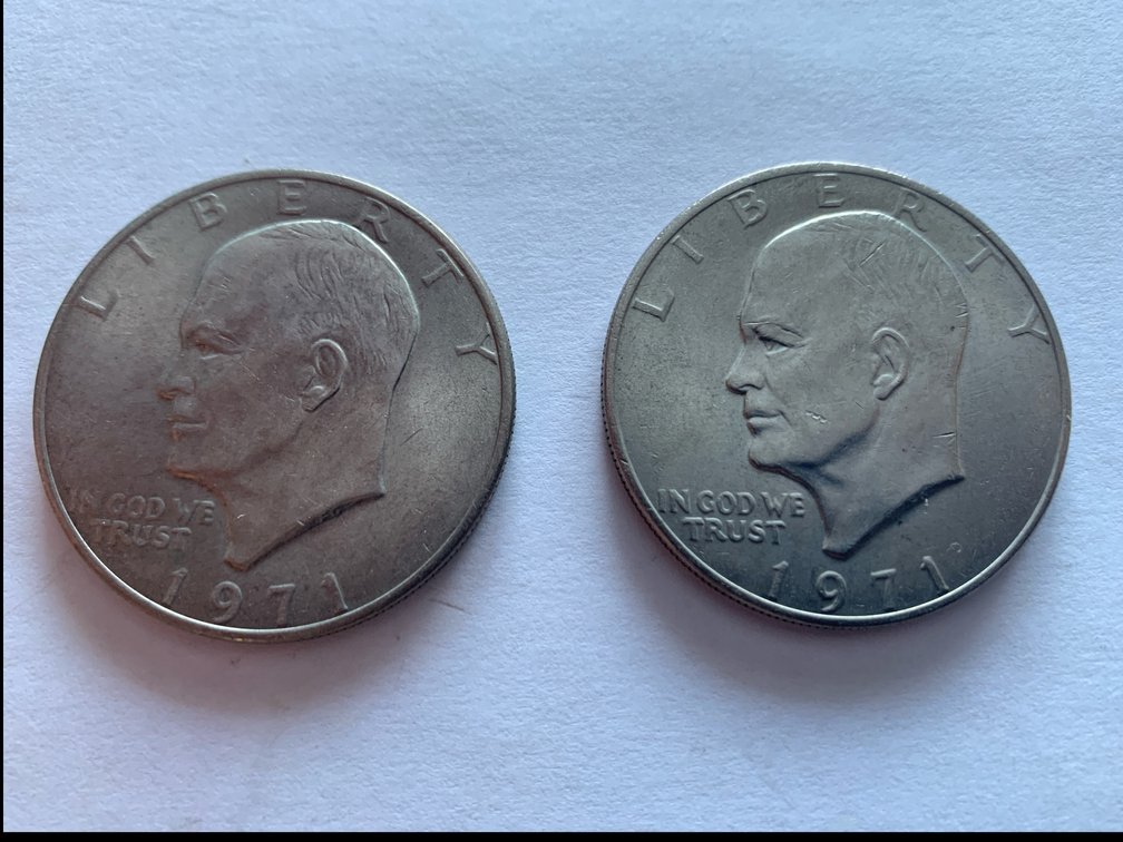 Two “Eisenhower” One Dollar Coins