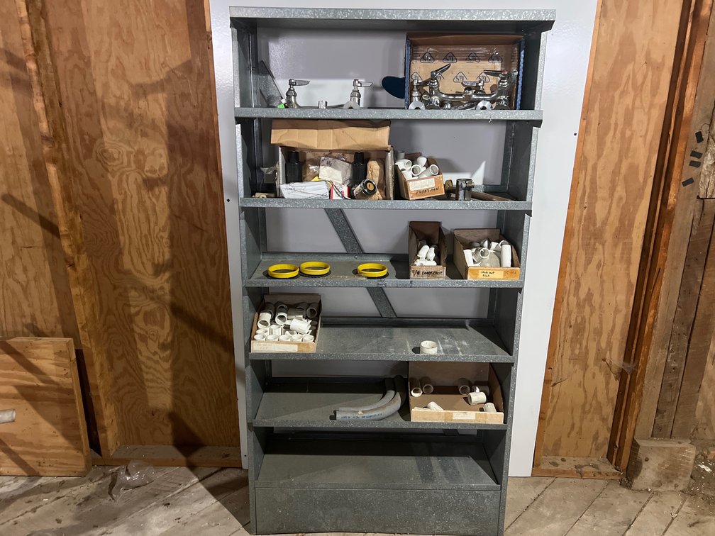 68”H x 36”W x 12”D Galvanized Organizer w/Contents
