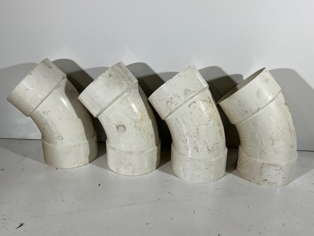 Lot of Four 6” PVC Elbows