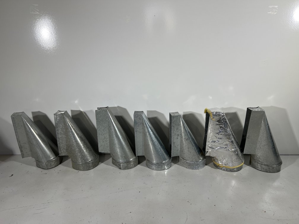 Lot of 7 Galvanized 2.25”x10”x6” Duct End Boot