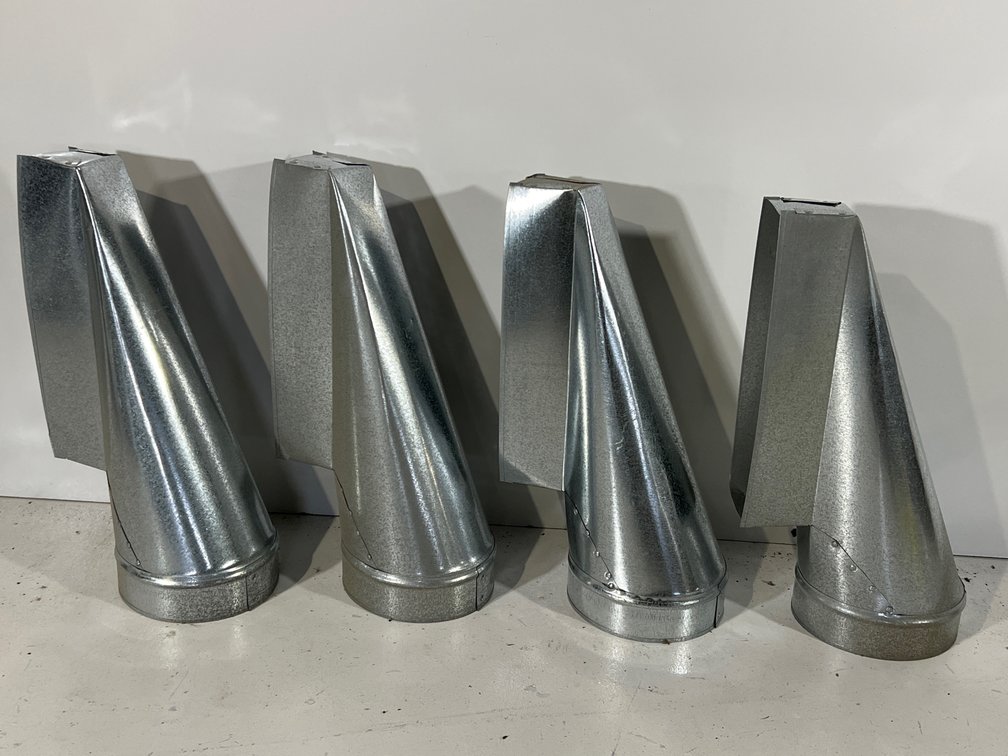 Lot of 4 Galvanized 2.25”x12”x6” Duct End Boots