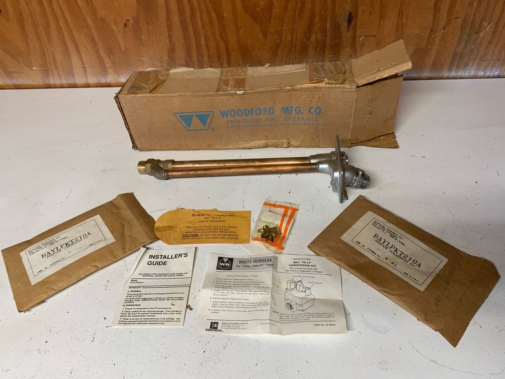 Freezeless Wall Hydrant and Three Natural Gas to LP Conversion Kits