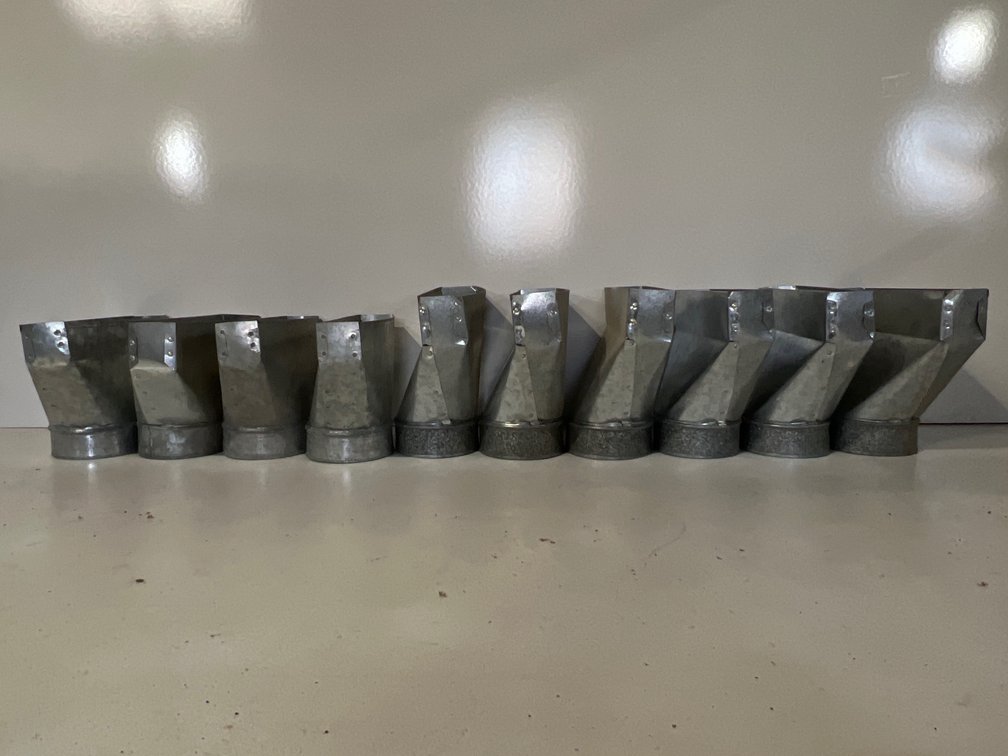 Lot of 10 Galvanized 2.25”x12”x5” Duct Ends
