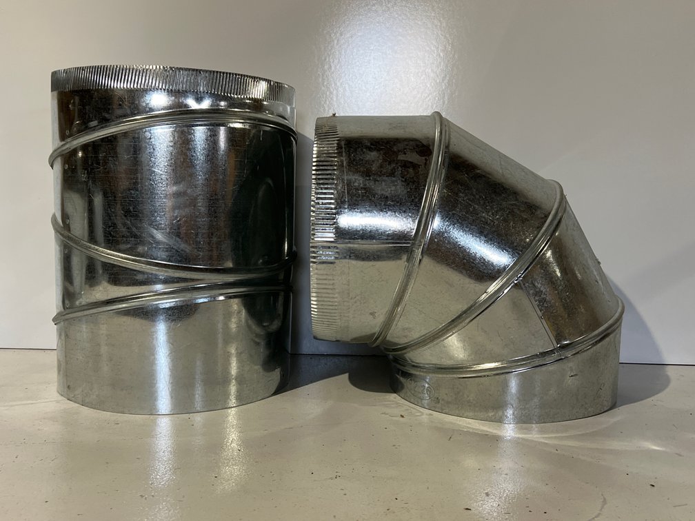 Lot of 2 Galvanized 12” Duct Adjustable Elbows