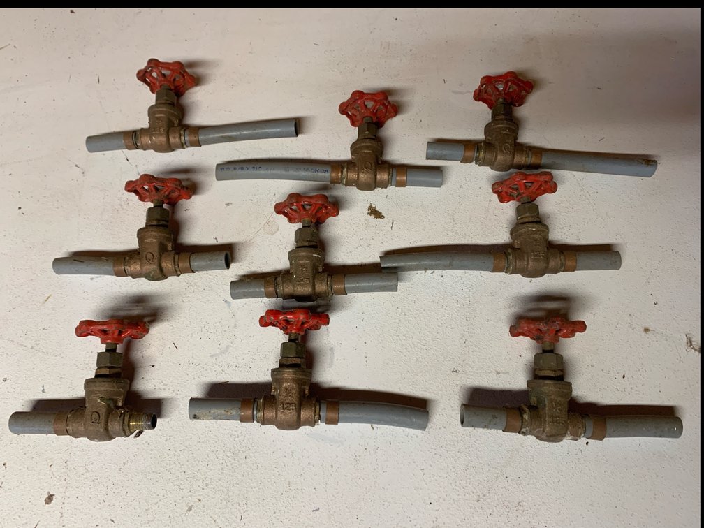 Nine Used 1/2” Cut Off Valves