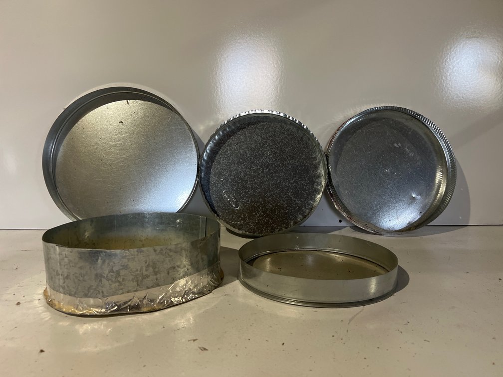 Lot of Galvanized Duct Tee Caps - 1=16”, 2=14” & 2=12”
