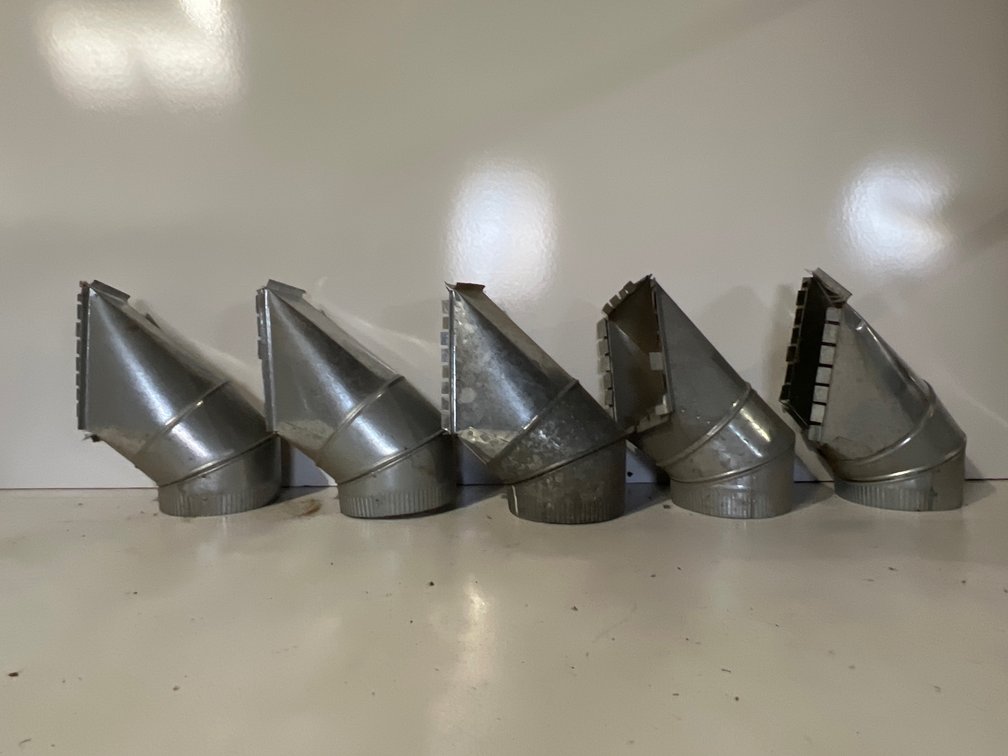 Lot of 5 Galvanized Side Take-off 5.75”x8” 6.75” Diameter Male End