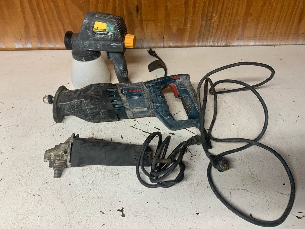 Bosch Reciprocating Saw, Angle Grinder, and Wagner Power Painter. All Work As They Should
