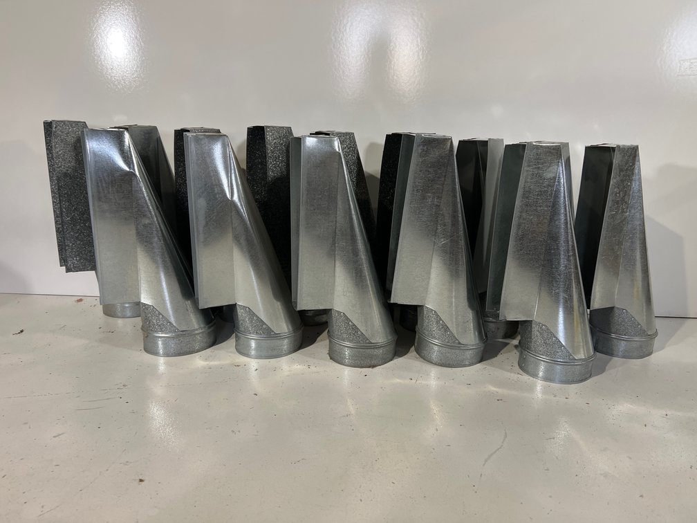 Lot of 14 Galvanized 2.25”x12”x5” Duct End Boots