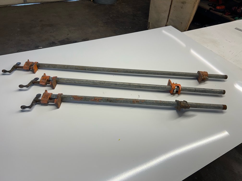 Lot of 3 Adjustable Pipe Clamps 42”, 36”, 30”