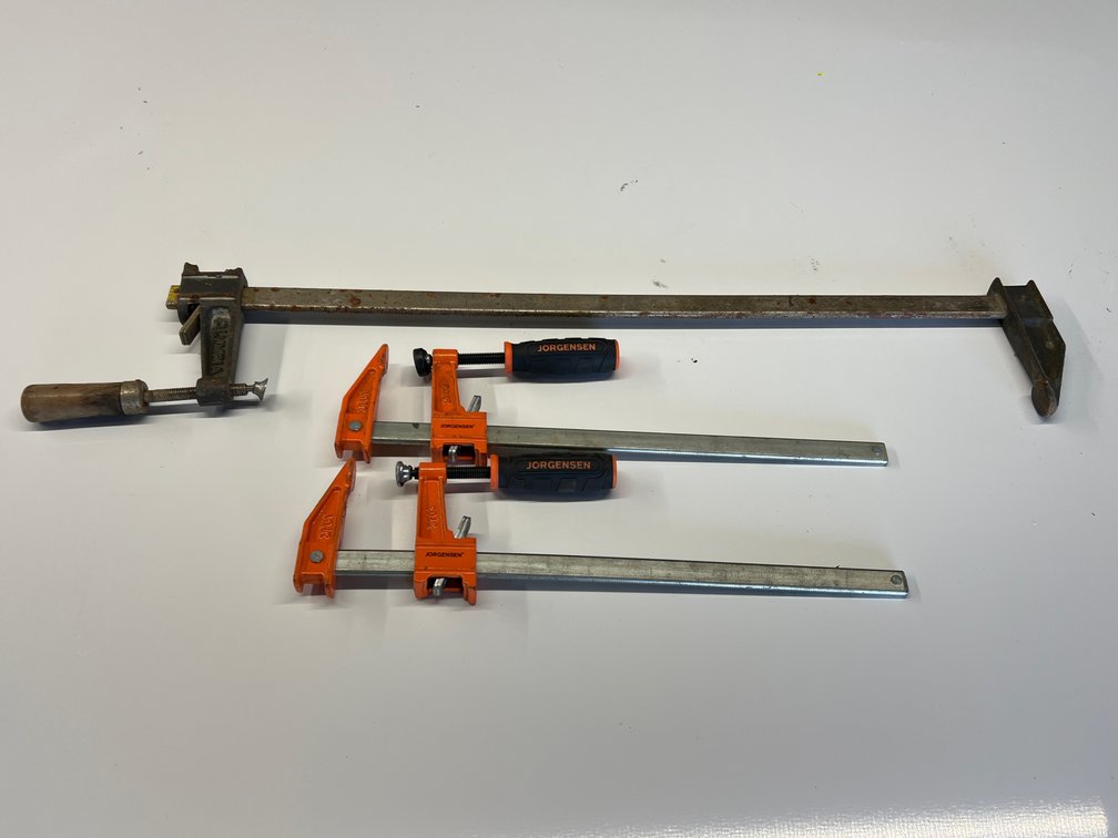 Two 12” Jorgensen and One 24” Olympia Bar Clamps