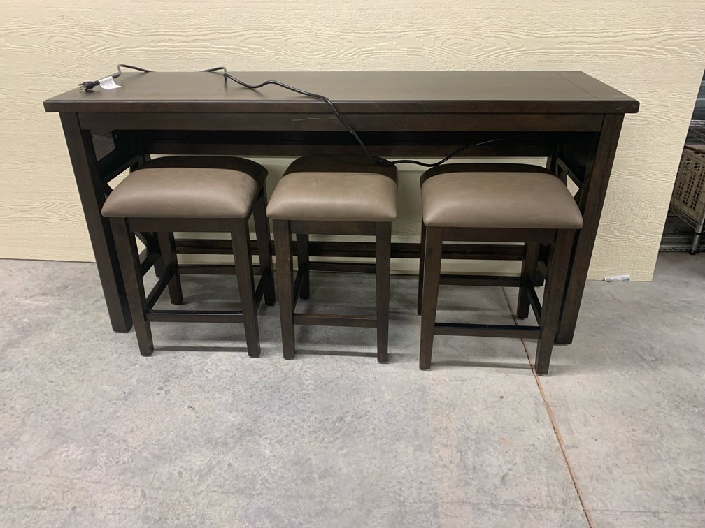 New Bar With Three Padded Stools and Electrical Hookups. 68” Long. 30” Deep. 34” Tall Stools Are 24” Tall