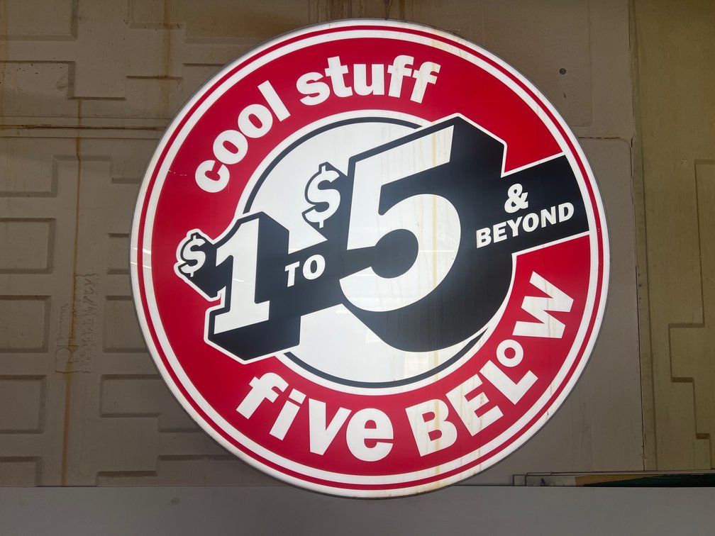 Lighted Sign - “Cool Stuff five Below” “$1 to $5 & Beyond 4ft Diameter 4.25” Thick