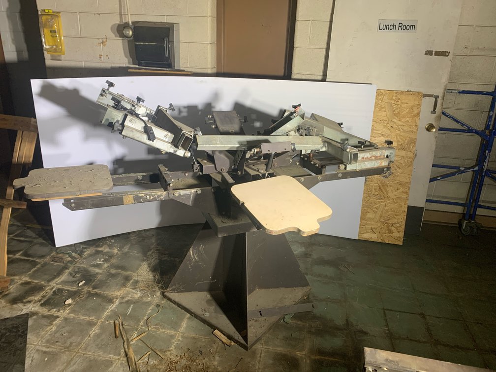 Harco Four Station Carousel T-shirt Printer. One Station Is Missing Two Screen Brackets