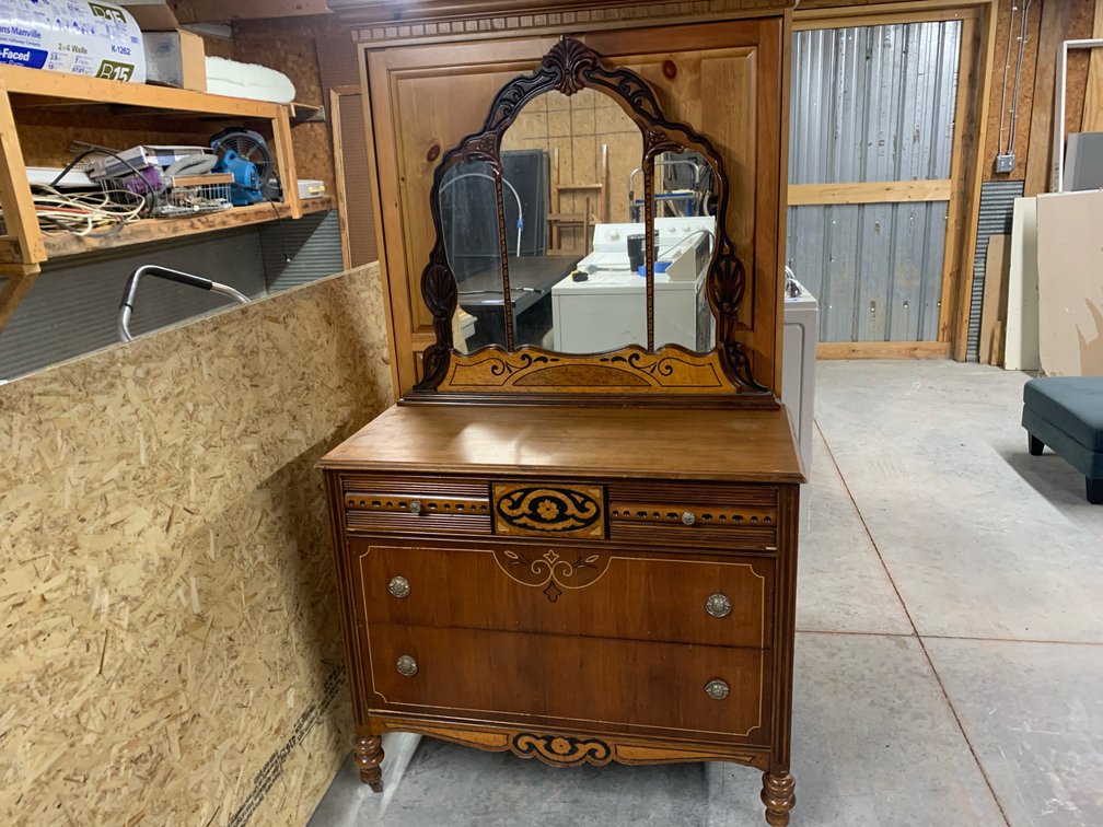 Vintage Dresser With Mirror. 42” Long. 71” Tall. 20” Deep