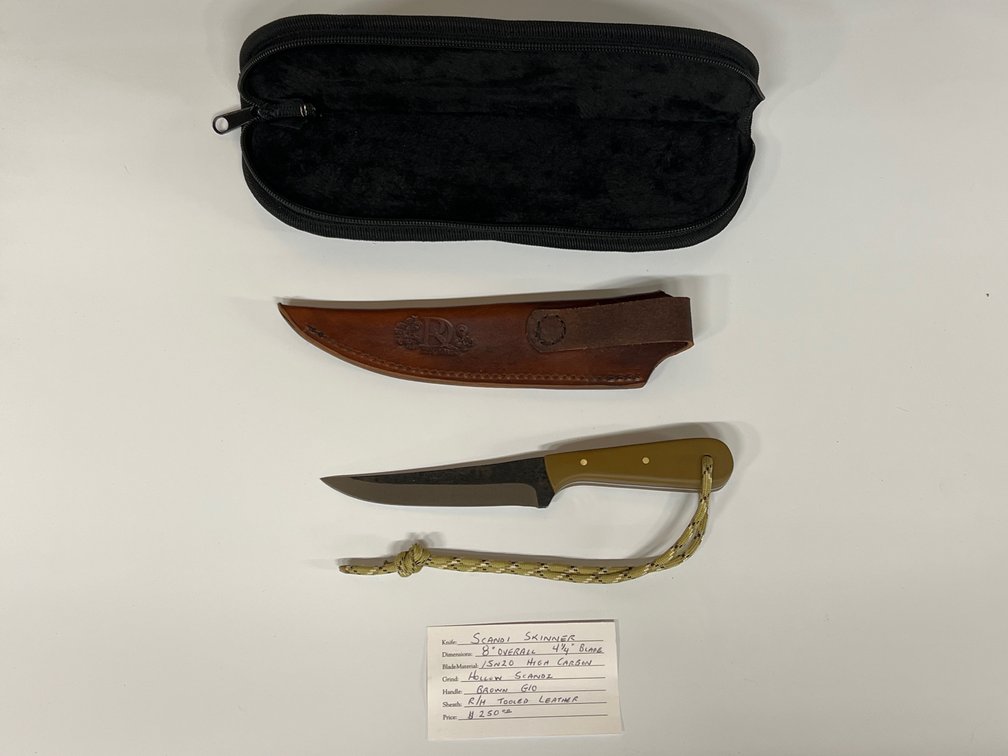 Scandinavian Style Skinner Knife - Handmade - High Carbon Tooled Leather Sheath - 8” Overall Lgnth 4.25” Blade