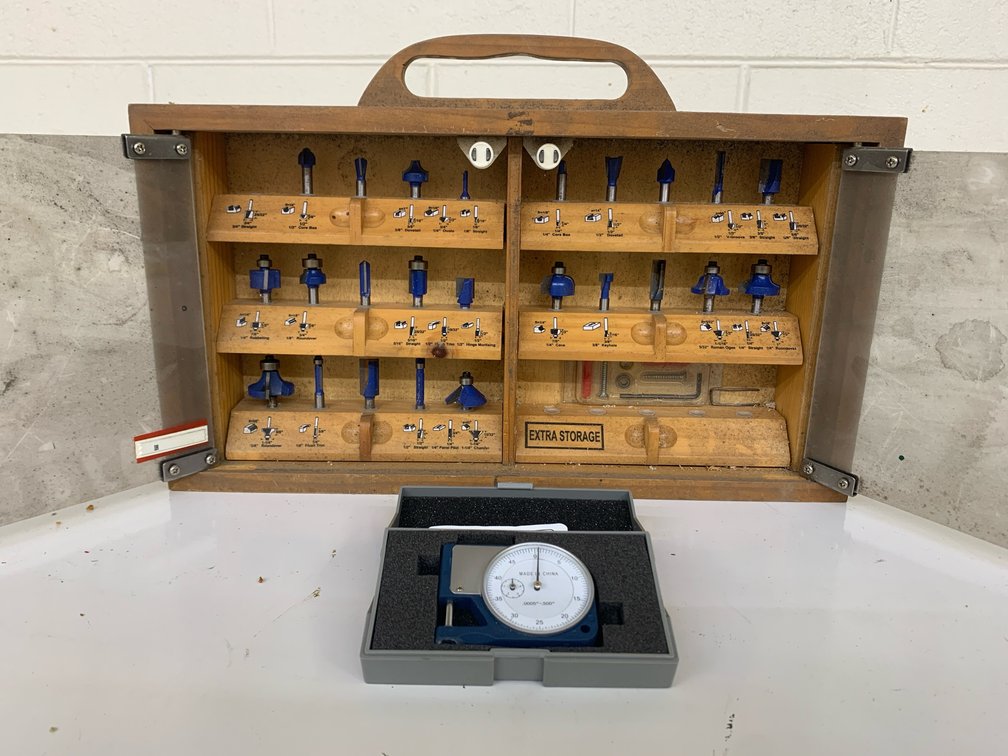 Dial Caliper and Ryobi Router Bit Set