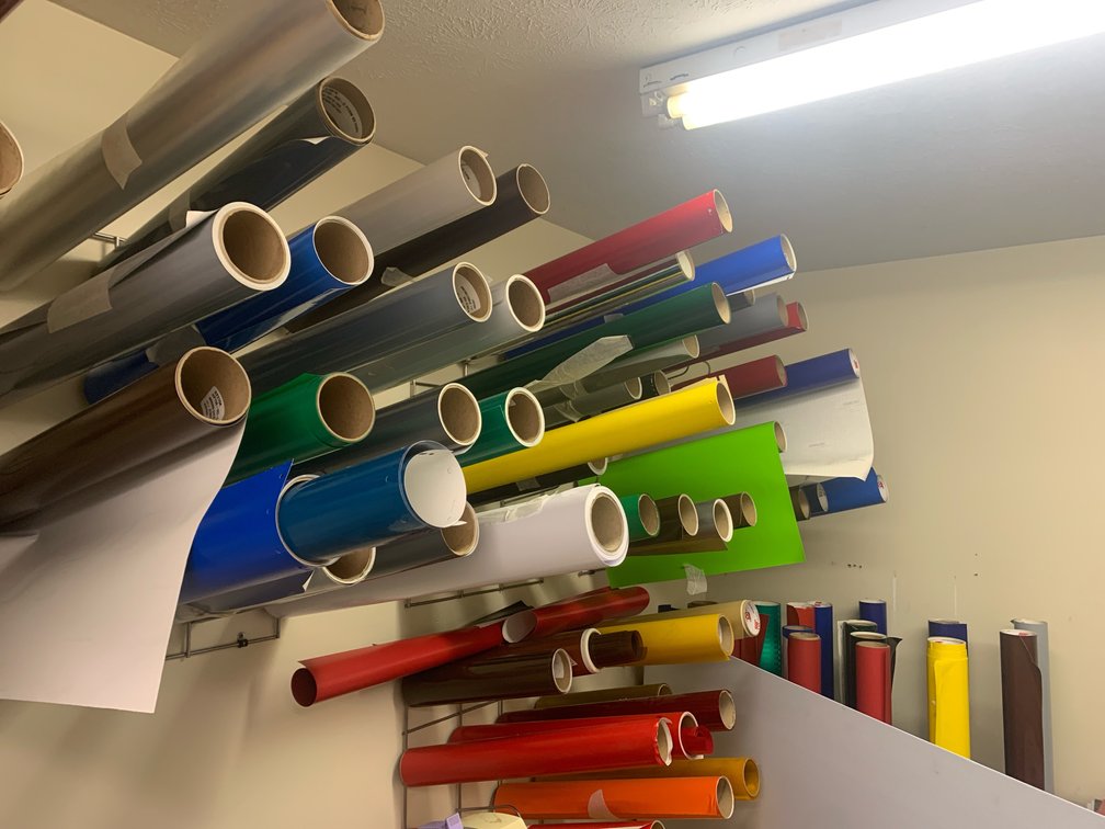 Four Racks Of Vinyl Materials For A Plotter. 15”, 24”, and 30”. Racks Are Included