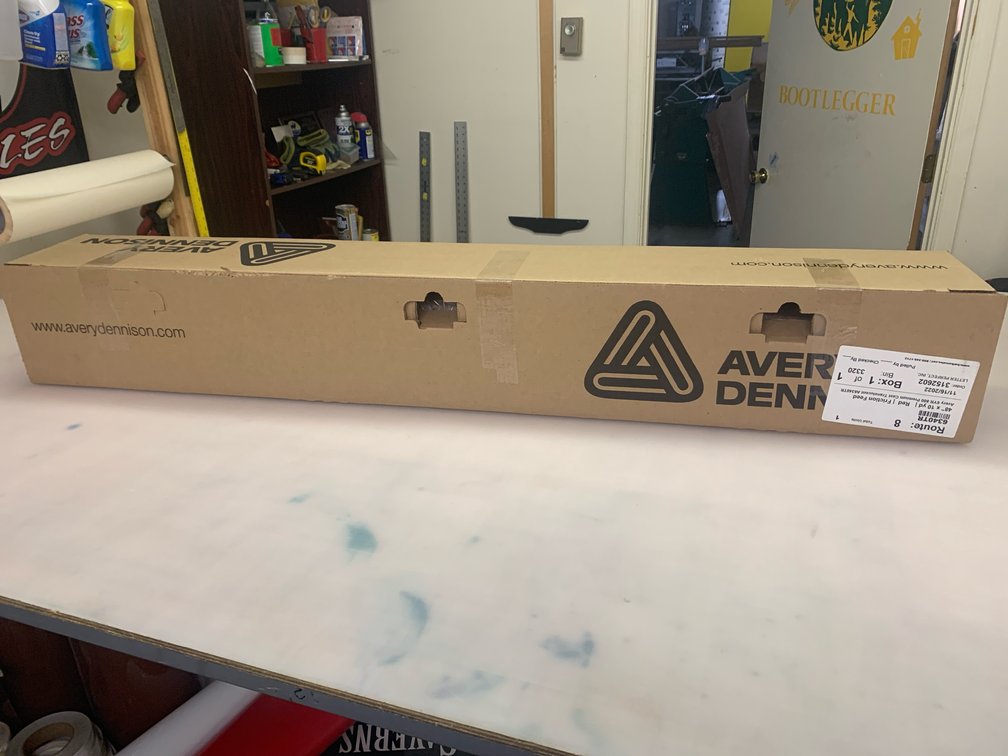 New In Box 48”x10yd Roll Of Red Material For A Plotter