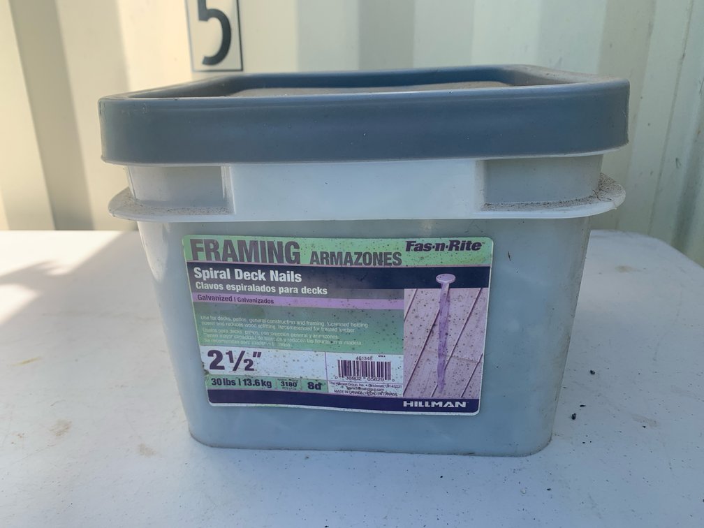 Unopened 30lb Box Of 2 1/2” 8d Galvanized Spiral Nails