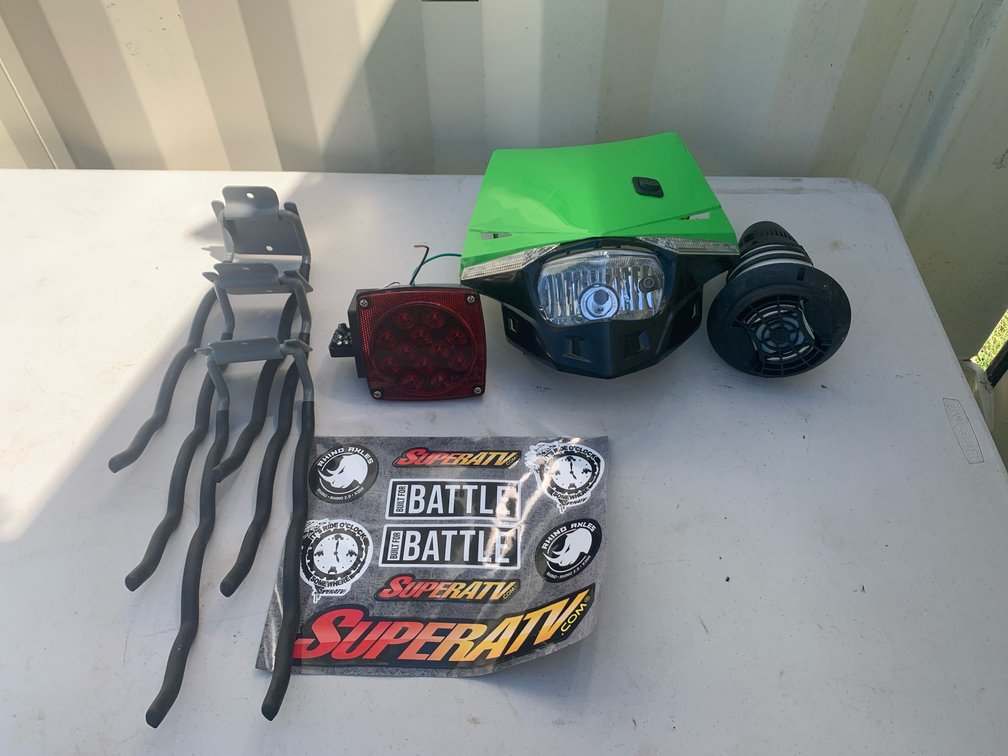 ATV Front And Rear Lights, Three Garage Organizer Hangers, and A Thermacell Mosquito Deterrent