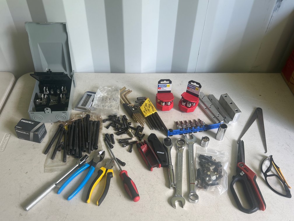 Lot of Hardware Bondhus Hex Head Wrenches, Pliers, Wrenches, Kobalt Socket Sets, Hex Head Machine Screws, Kobalt Utility Knife w/Blades
