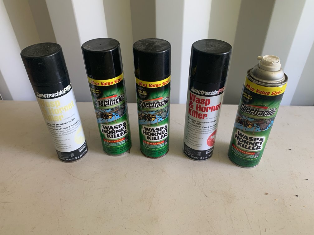 Five Cans Of Wasp and Hornet Killer. Three Are New. Two Are Partial