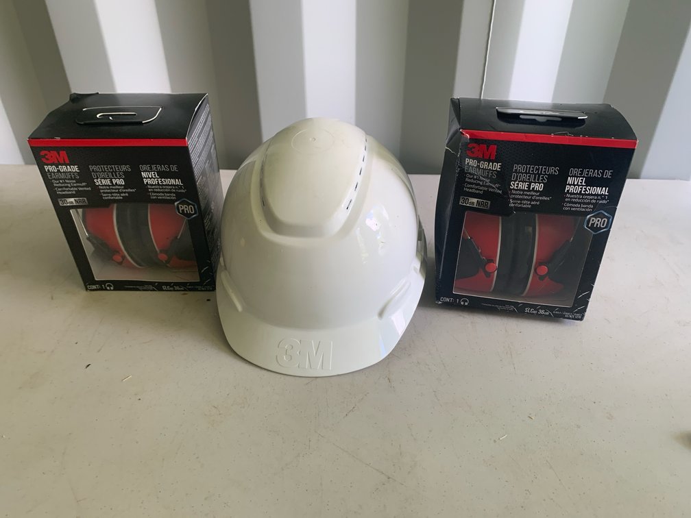 Two New Sets Of 3M Pro Grade Earmuffs and One New Helmet