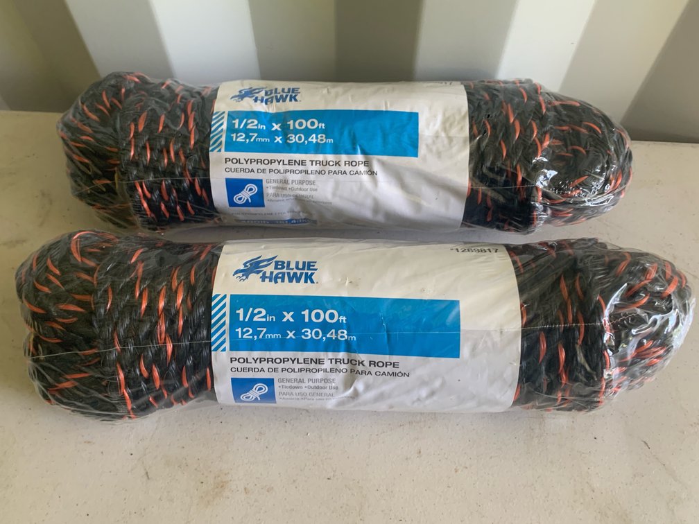 Two New Rolls Of Blue Hawk 1/2 Inch x 100 Foot Ropes