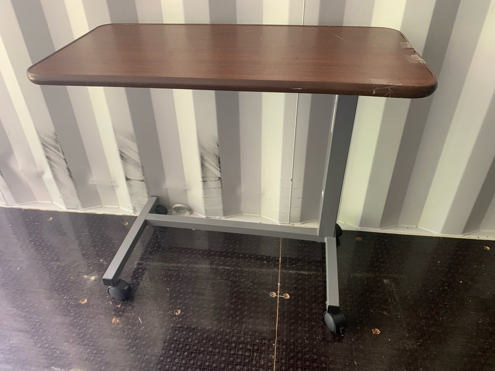 Adjustable Rolling Overbed Table 30"L x 15.5"D