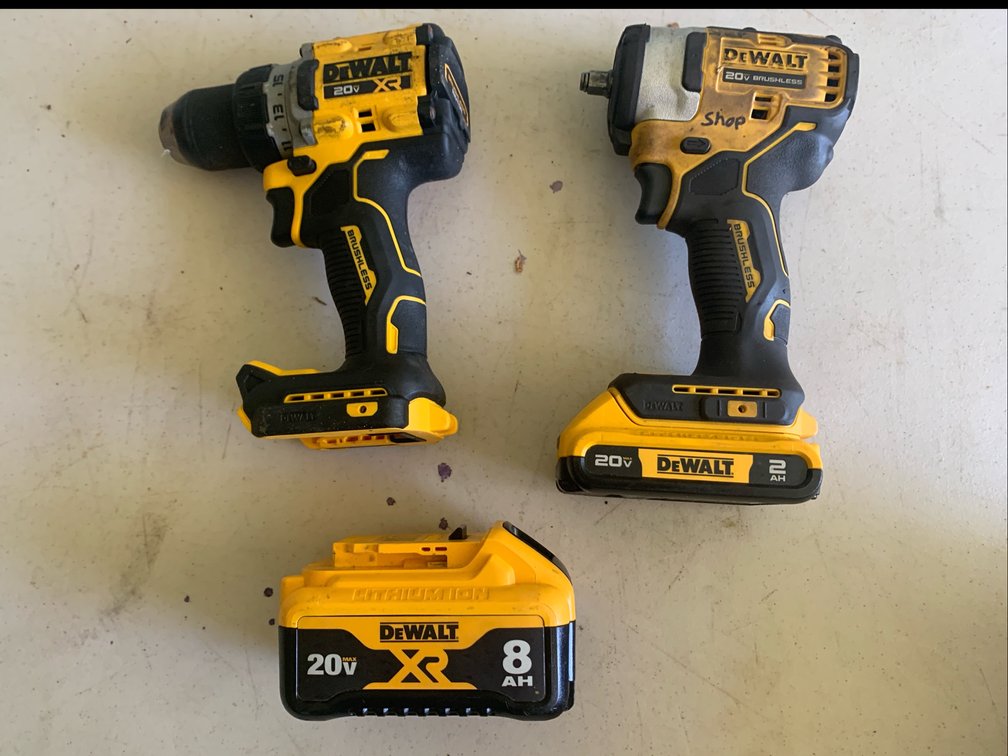 DEWALT 20V MAX Brushless Drill, Impact Wrench & Batteries