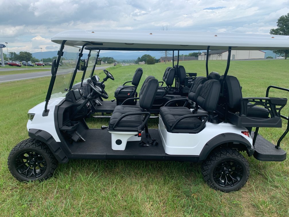 2024 Cartsfun Six Seat Gas Powered Golf Cart. White. Like New