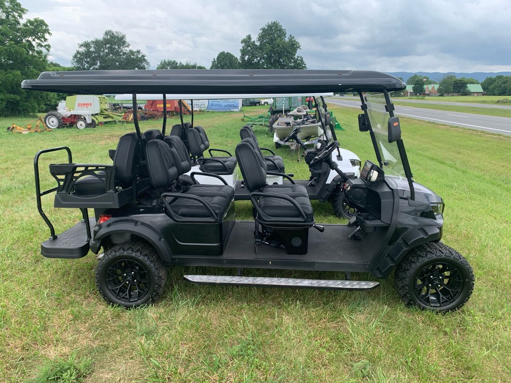 2024 Cartsfun Six Seat Gas Powered Golf Cart. Black. Like New