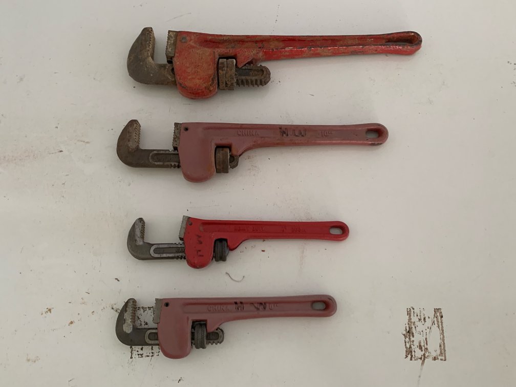 Heavy Duty Pipe Wrenches 14”, 12”, 10” and 8”