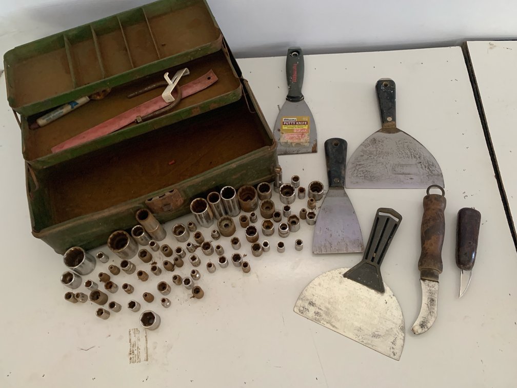 Climax Vintage Metal Toolbox & Assorted Hand Tools