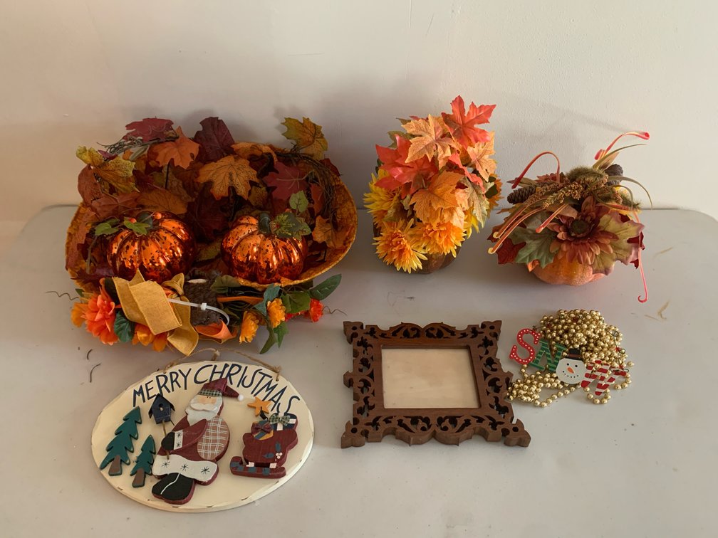 Fall Centerpieces, Christmas Plaque, and Home Decor